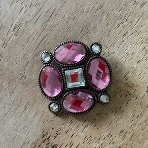 Elegant Pink and Silver Brooch